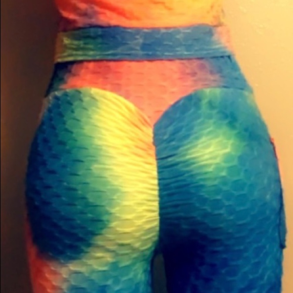 2 pc Rainbow Vest with Legging butt lift set